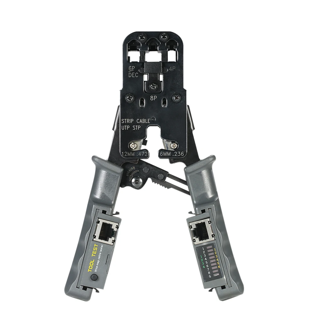 Detachable Cable Crimping Tool Wire Cutter Stripper LED Crimp 4P 6P 8P Connectors RJ11 RJ12 RJ45 Wire Tester for UTP and STP
Detachable Cable Crimping Tool Wire Cutter Stripper LED Crimp 4P 6P 8P Connectors RJ11 RJ12 RJ45 Wire Tester for UTP and STP