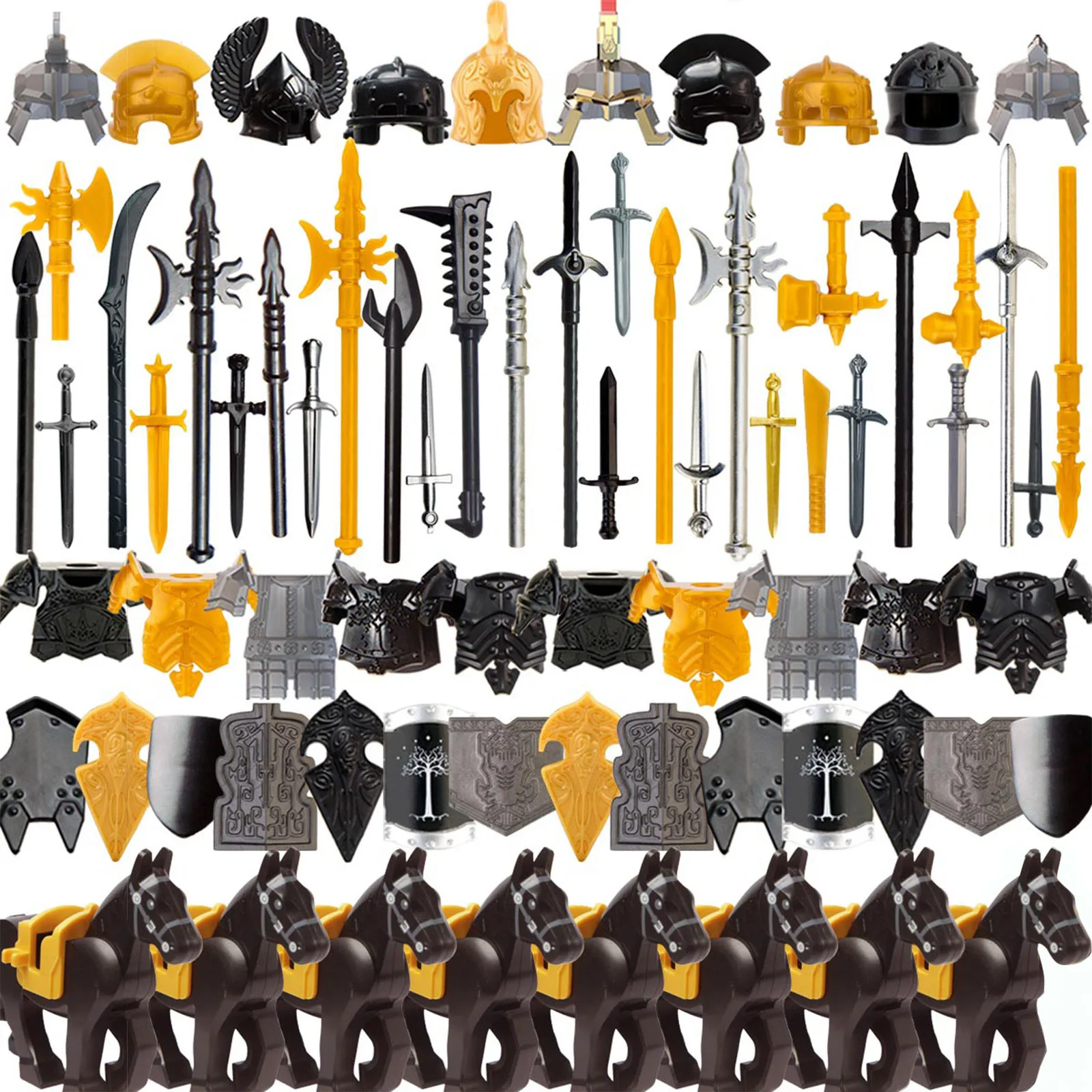 80Pcs/Set Militray Style Medieval Ancient Rome Egypt Style Customized Building Block Figure Weapon Shield Helmet Armor Kit
80Pcs/Set Militray Style Medieval Ancient Rome Egypt Style Customized Building Block Figure Weapon Shield Helmet Armor Kit