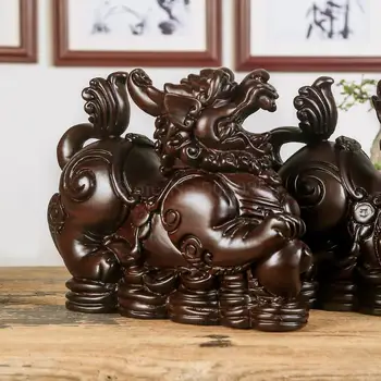 

Ebony carved ornaments solid wood mahogany carving ingots Ruyi town house office Feng Shui crafts