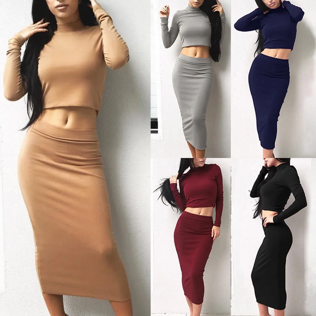 INS Style Sexy 2 piece set Ladies Slim High Collar Long Sleeve Solid Two-Piece Tops And Skirt party tracksuit clothes streetwear
INS Style Sexy 2 piece set Ladies Slim High Collar Long Sleeve Solid Two-Piece Tops And Skirt party tracksuit clothes streetwear