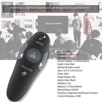 2.4 GHz Wireless Remote Red Laser Pointer Presenter Red Laser Pointers Pen USB RF Remote Control PPT Powerpoint Presentation
2.4 GHz Wireless Remote Red Laser Pointer Presenter Red Laser Pointers Pen USB RF Remote Control PPT Powerpoint Presentation