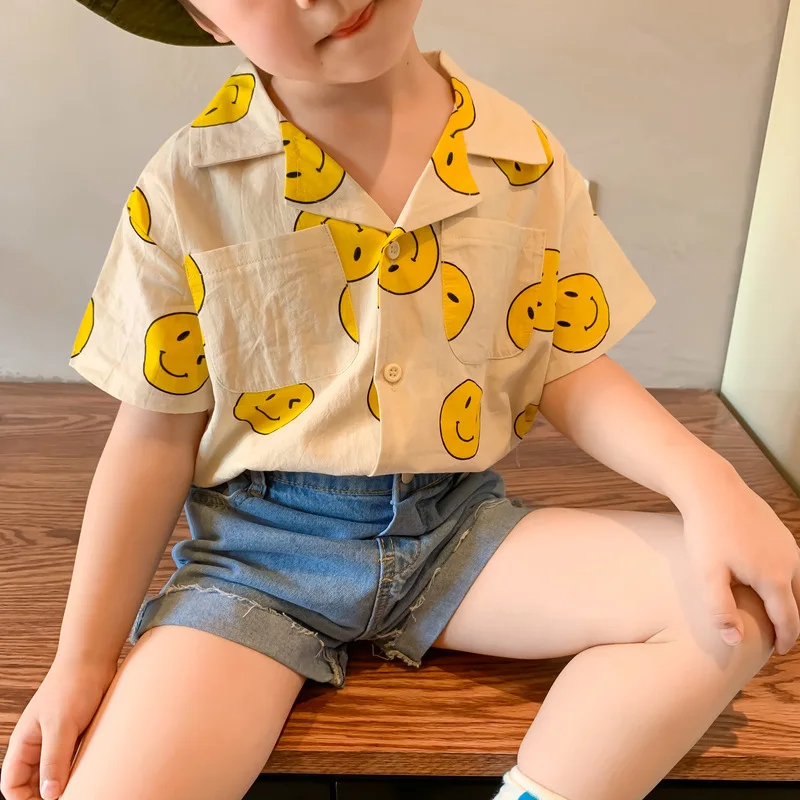 MILANCEL kids clothes short sleeve shirt for boys fashion girls t-shirt smile face girls tops cotton boy outfit MILANCEL kids clothes short sleeve shirt for boys fashion girls t-shirt smile face girls tops cotton boy outfit