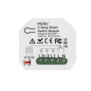 WiFi Smart Light Switch Module 3 Gang 1/2 Way Mini DIY Switch Module Tuya/Smart Life App Works With Alexa Google Home
WiFi Smart Light Switch Module 3 Gang 1/2 Way Mini DIY Switch Module Tuya/Smart Life App Works With Alexa Google Home
