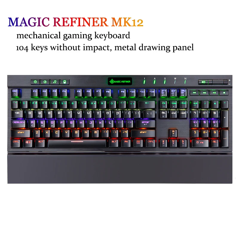 MAGIC REFINER MK12 Mechanical Keyboard Wired Metal Drawing Panel 104 keys Without Impact RGB Mixed Backlight Gaming Keyboard
MAGIC REFINER MK12 Mechanical Keyboard Wired Metal Drawing Panel 104 keys Without Impact RGB Mixed Backlight Gaming Keyboard