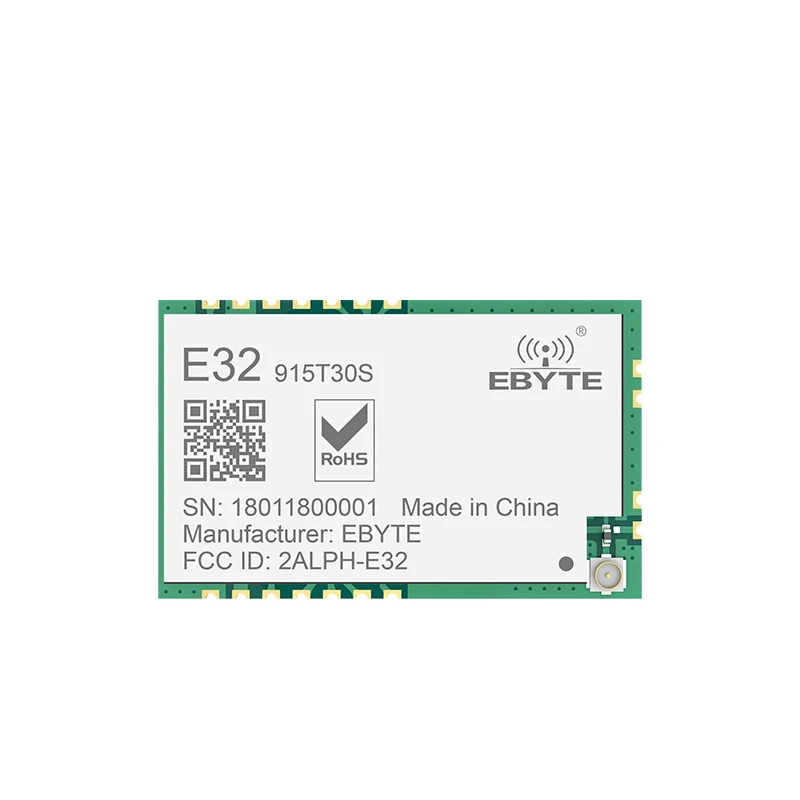 E32-915T30S 1W high power SX1276 Module LoRa UART RF 915MHz 30dBm 8km Wireless Transmitter and Receiver Module iot communication 
E32-915T30S 1W high power SX1276 Module LoRa UART RF 915MHz 30dBm 8km Wireless Transmitter and Receiver Module iot communication