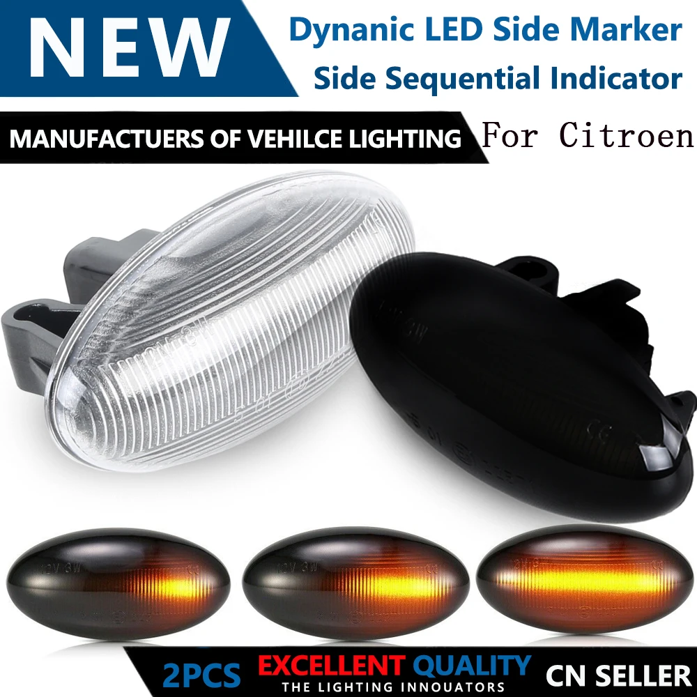 2Pcs Dynamic LED Side Marker Lights 12V Turn Signal Light Blinker For Citroen C3 C4Cactus C5 C6 C1 C2 Xsara Picasso
2Pcs Dynamic LED Side Marker Lights 12V Turn Signal Light Blinker For Citroen C3 C4Cactus C5 C6 C1 C2 Xsara Picasso