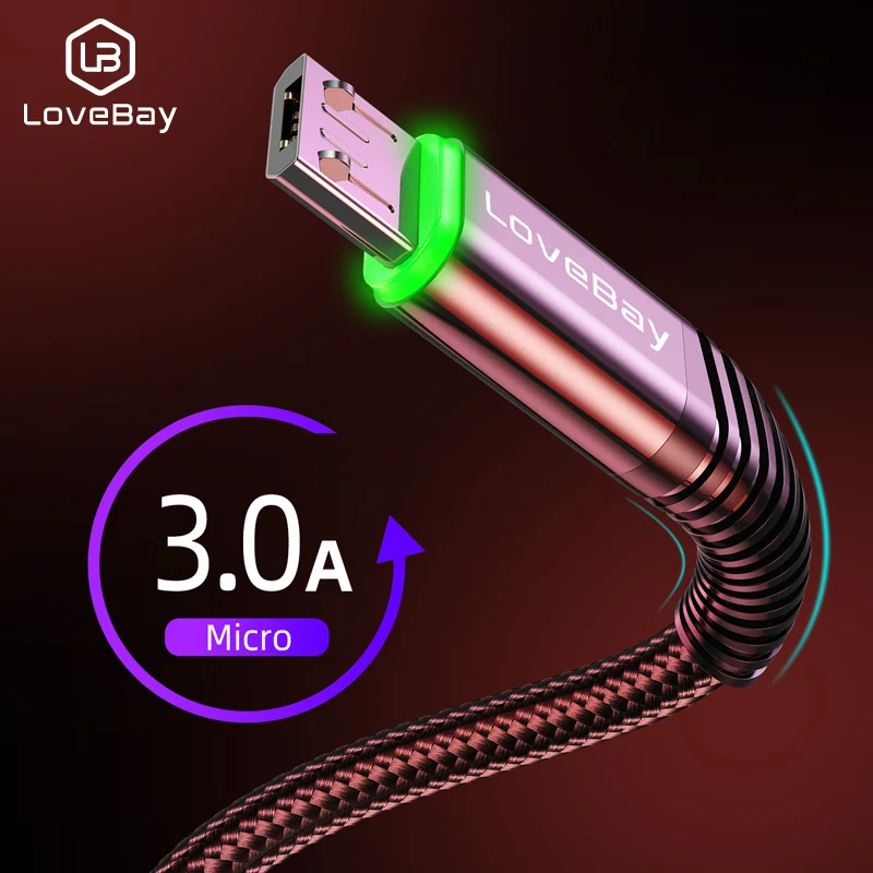 Lovebay Micro USB Cable 3A Fast Charging Data Cable Cord for Mobile Phone USB Micro Charging Cord QC3.0 Charger Lighting Cable
Lovebay Micro USB Cable 3A Fast Charging Data Cable Cord for Mobile Phone USB Micro Charging Cord QC3.0 Charger Lighting Cable