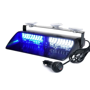 Blue&White 16 LED High Intensity LED Law Enforcement Emergency Hazard Warning Strobe Lights for Interior Roof/Dash/Windshield wi
