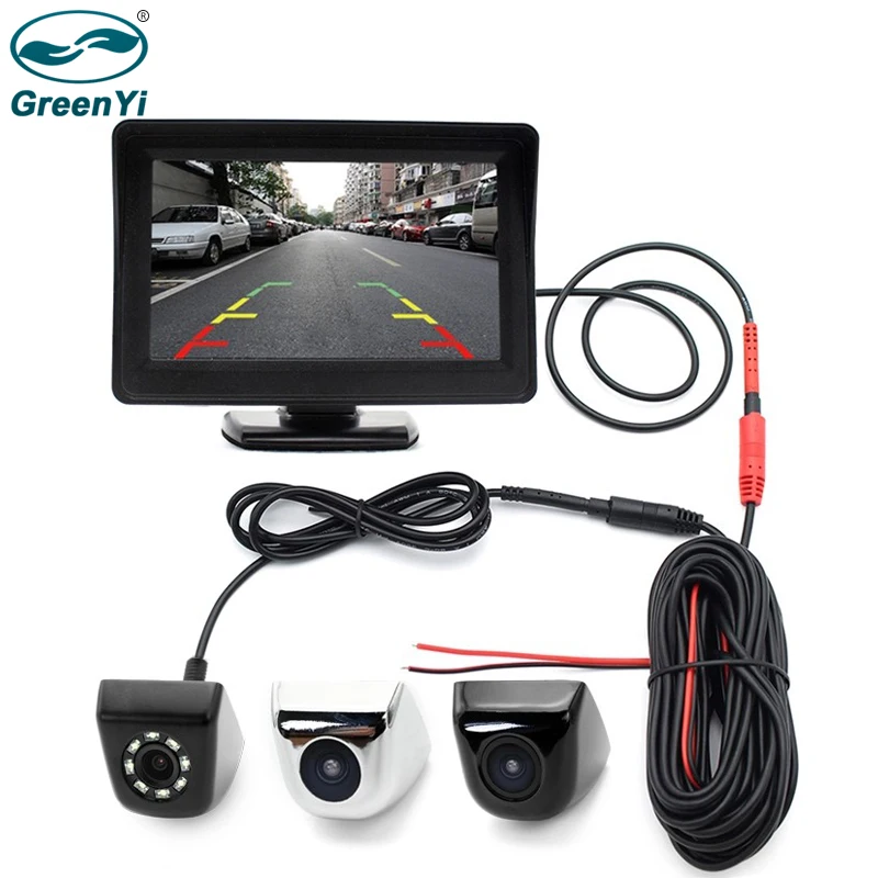 GreenYi 4.3" HD Car Monitor with Waterproof Vehicle Rear View Backup Camera 2in1 Parking CCTV Video System + 6M Cable | Автомобили и