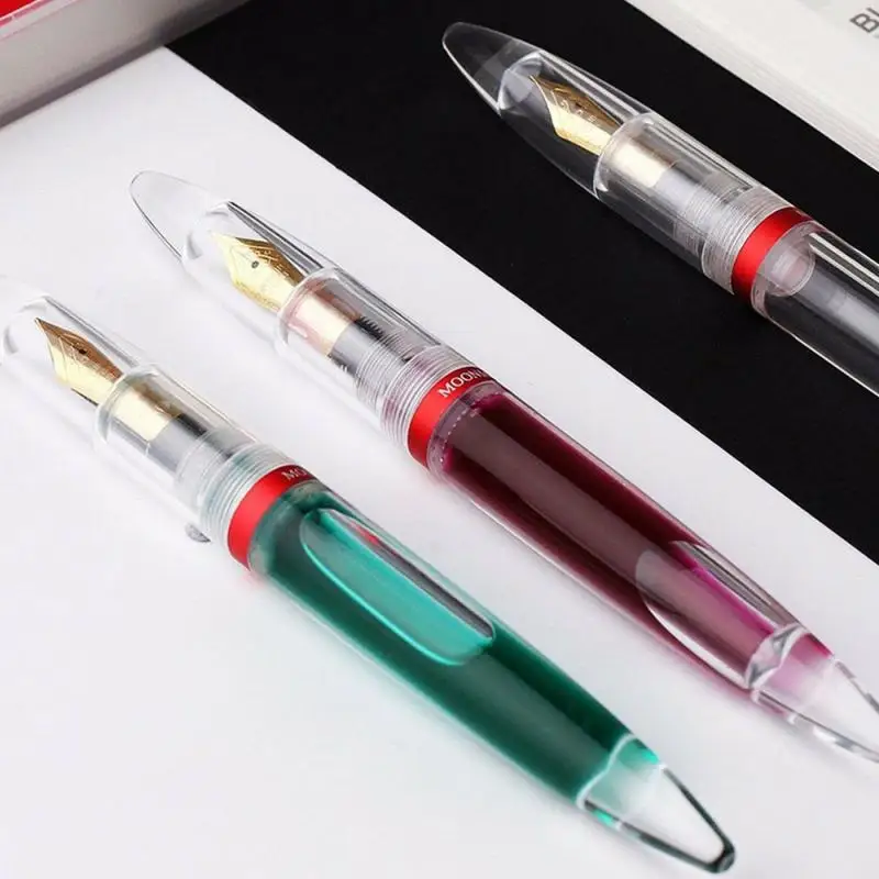 Durable Moonman M2 Transparent Clear Fountain Pen Fine Nib 0.5mm Student Writing 