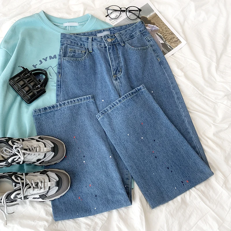 Color design retro blue high waist loose casual straight-leg jeans pants women
Color design retro blue high waist loose casual straight-leg jeans pants women