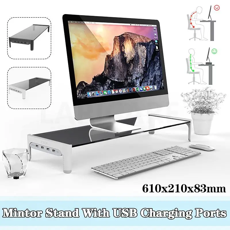 Computer Notebook Desktop Stand Desk Table Screen Riser Tablet Phone Laptop Charging Holder Tempered Glass USB Charging
Computer Notebook Desktop Stand Desk Table Screen Riser Tablet Phone Laptop Charging Holder Tempered Glass USB Charging