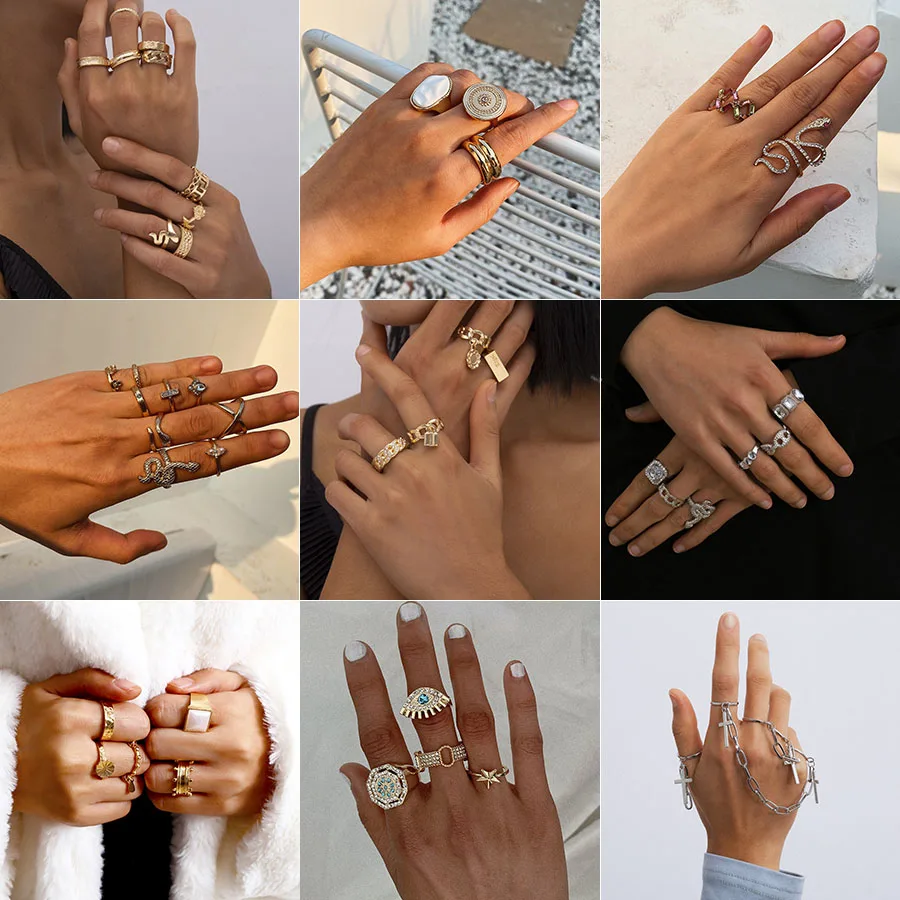 Onlylili Bohemian Snake Cross Chain Ring Set for Women Love Lock Flower Rhinestone Evil Eye Rings set Party Jewelry Gifts
Onlylili Bohemian Snake Cross Chain Ring Set for Women Love Lock Flower Rhinestone Evil Eye Rings set Party Jewelry Gifts