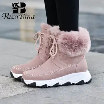 RizaBina 2020 Snow Boots For Women Genuine Leather Ankle Boots Lace Up Warm Plush Fur Outdoor Winter Women Shoes Size 34-39 
RizaBina 2020 Snow Boots For Women Genuine Leather Ankle Boots Lace Up Warm Plush Fur Outdoor Winter Women Shoes Size 34-39