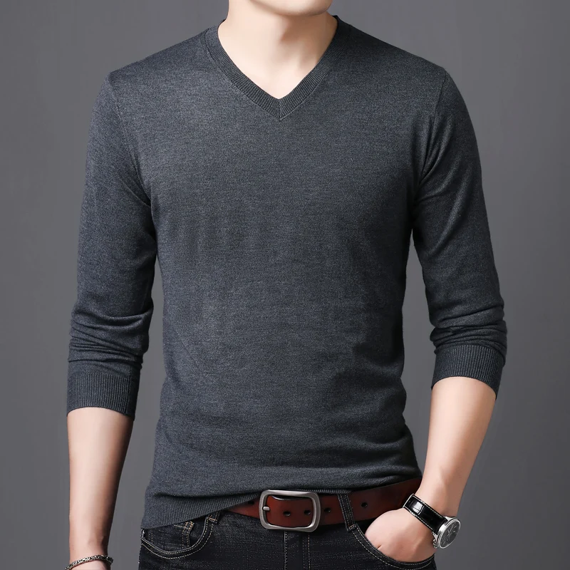 Long sleeve men's T-shirt new solid color Pullover simple business casual wool slim bottoming shirt
Long sleeve men's T-shirt new solid color Pullover simple business casual wool slim bottoming shirt