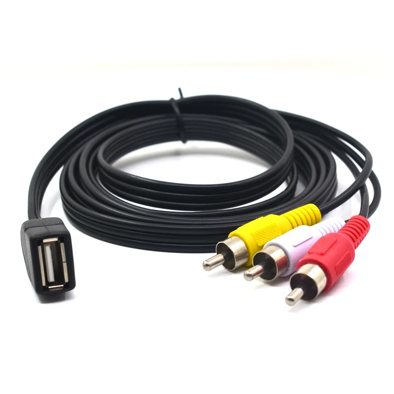 Фото Композитный кабель-адаптер с USB гнездовой на 3RCA RGB male AV аудио-видео переходник