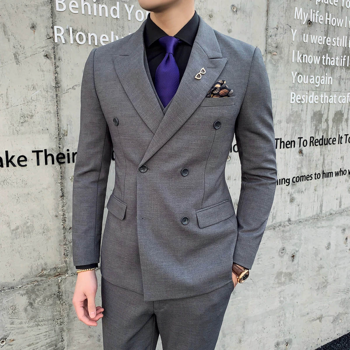 Jackets+Vest+Pants Suits Double-breasted Groom Wedding Dress Formal Suits Set High Quality Men Boutique Wool Casual Business
Jackets+Vest+Pants Suits Double-breasted Groom Wedding Dress Formal Suits Set High Quality Men Boutique Wool Casual Business