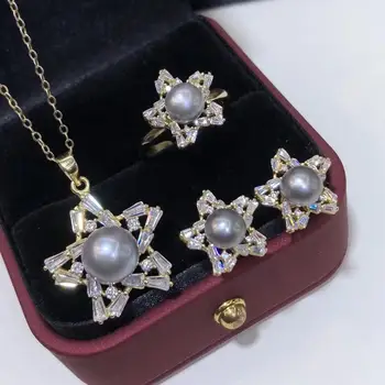 D529 Pearl Set Fine Jewelry 925 Sterling Silver 6-7mm Nature Fresh Water Gray Pearls Jewelry Sets for Women Presents
D529 Pearl Set Fine Jewelry 925 Sterling Silver 6-7mm Nature Fresh Water Gray Pearls Jewelry Sets for Women Presents