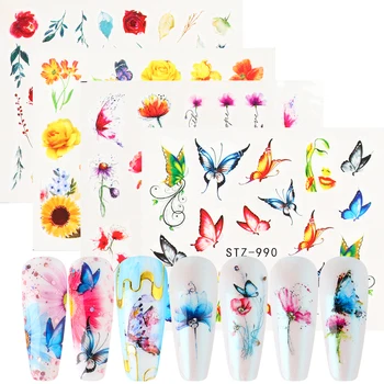 1pcs Colorful Flower Leaf Nail Sticker Butterfly Sliders For Nails Water Transfer Printing Decal Manicure Decor Tip LESTZ970-993
1pcs Colorful Flower Leaf Nail Sticker Butterfly Sliders For Nails Water Transfer Printing Decal Manicure Decor Tip LESTZ970-993