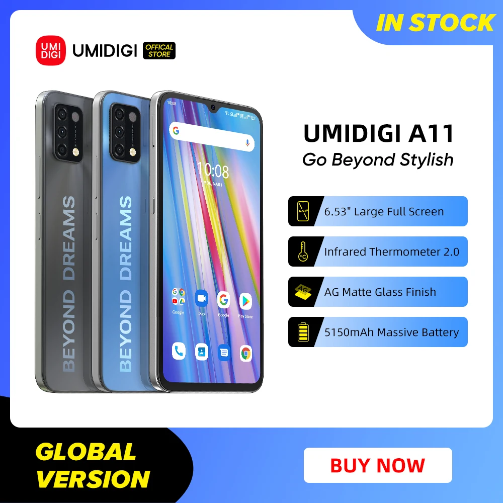 Фото Смартфон UMIDIGI A11 в наличии 4 + Глобальная версия ГБ 128 дюйма Android 11 6 53 HD тройная