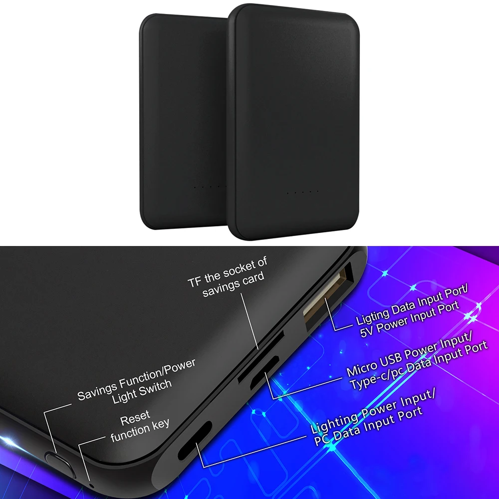 Mobile Power Bank Phone Charger Power Bank 5000mah Support TF Card Reading (encryption) Function Support Mobile Storage
Mobile Power Bank Phone Charger Power Bank 5000mah Support TF Card Reading (encryption) Function Support Mobile Storage
