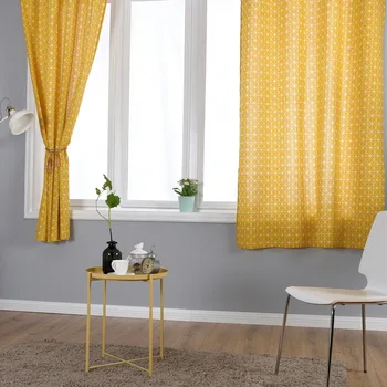 55 * 85 finished curtain cotton linen geometric yellow semi shading linen living room bedroom window simple and modern
55 * 85 finished curtain cotton linen geometric yellow semi shading linen living room bedroom window simple and modern