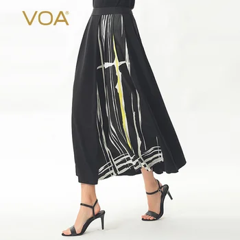 VOA Ink Black 36mm Heavy Silk Micro-Embossed Mid-Hip Concealed Pleated Satin Print Splicing Eustoma Skirt C707
VOA Ink Black 36mm Heavy Silk Micro-Embossed Mid-Hip Concealed Pleated Satin Print Splicing Eustoma Skirt C707