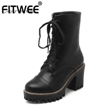 FITWEE Size 34-43 Women Boots Ankle Lace Up Winter Shoes Woman Platform High Heels Half Short Boots Warm Fur Ladies Shoes
FITWEE Size 34-43 Women Boots Ankle Lace Up Winter Shoes Woman Platform High Heels Half Short Boots Warm Fur Ladies Shoes