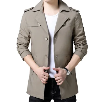 Casual Fashion Autumn Winter Men's Trench Coat Solid Single Breasted Windproof Windbreakers Long Sleeve Men Jackets Streetwear 
Casual Fashion Autumn Winter Men's Trench Coat Solid Single Breasted Windproof Windbreakers Long Sleeve Men Jackets Streetwear