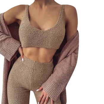 2 Piece Sets Plush Warm Women Clothing Set Winter Crop Tops+Long Pants Matching Suits Homewear Sports Solid Color Tracksuits D30 
2 Piece Sets Plush Warm Women Clothing Set Winter Crop Tops+Long Pants Matching Suits Homewear Sports Solid Color Tracksuits D30