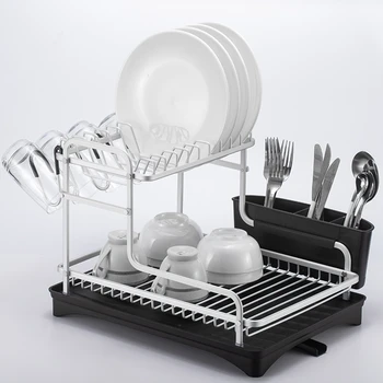 Silver Aluminum Alloy Dish Rack Drainer Kitchen Storage Drying Shelf Tray over Sink Utensil Holder Drain
Silver Aluminum Alloy Dish Rack Drainer Kitchen Storage Drying Shelf Tray over Sink Utensil Holder Drain