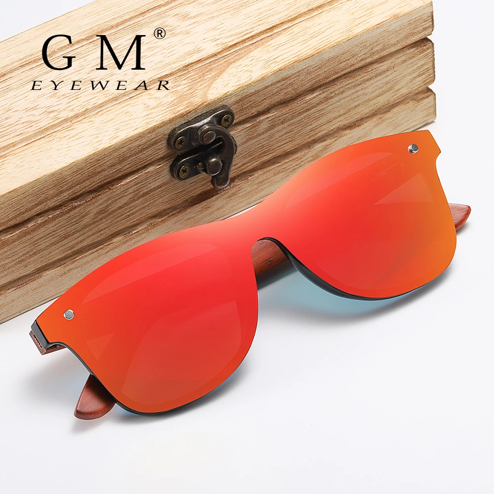 

GM New Brand Wooden Vintage Sunglasses Men Polarized Flat Lens Rimless Square Frame Women Sun Glasses Oculos Gafas