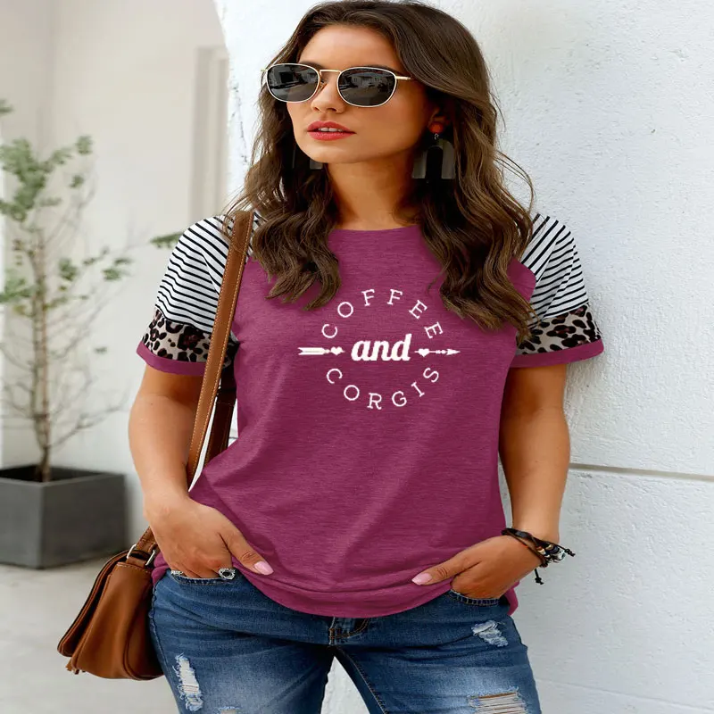 Coffee And Corgis Women tshirt Leopard Print Splicing sleeve t shirt Lady Yong Girl Top Tee 6 Colors Drop Ship funny t shirts
Coffee And Corgis Women tshirt Leopard Print Splicing sleeve t shirt Lady Yong Girl Top Tee 6 Colors Drop Ship funny t shirts