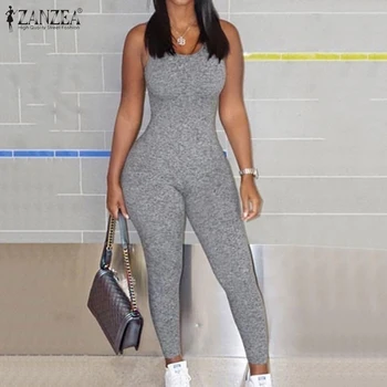 2020 ZANZEA Summer Sexy Blackless Jumpsuits Fashion Solid Sleeveless Stretch Rompers Women Slim Pencil Playsuits Female Pants
2020 ZANZEA Summer Sexy Blackless Jumpsuits Fashion Solid Sleeveless Stretch Rompers Women Slim Pencil Playsuits Female Pants