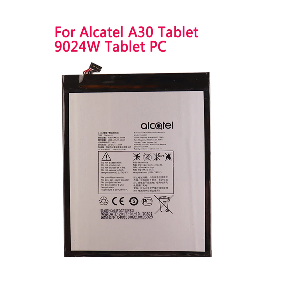 high quality Mobile Phone Battery 4080mAh TLp040J1 battery for Alcatel A30 Tablet 9024W Tablet PC Battery
high quality Mobile Phone Battery 4080mAh TLp040J1 battery for Alcatel A30 Tablet 9024W Tablet PC Battery