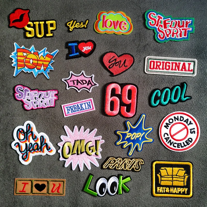 

I LOVE YOU DIY Iron-on Patches Embroidery Badge Applique Clothes Ironing Clothing Sewing Supplies Decorative Badges OH YEAH OMG