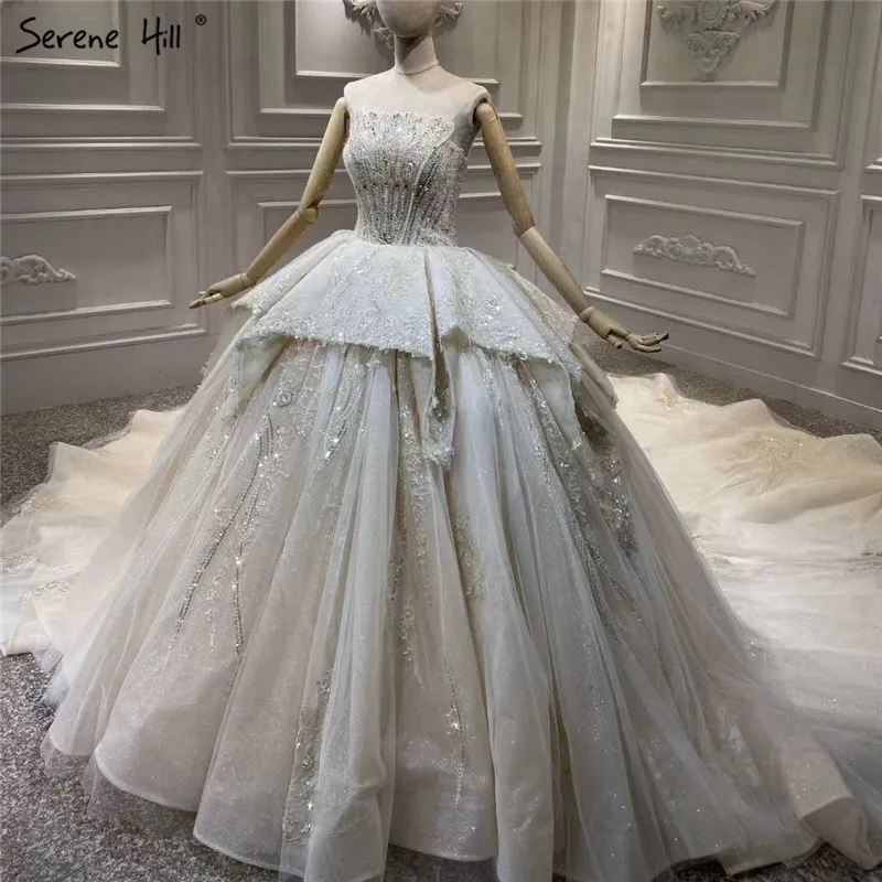Ultimate Luxury Off Shoulder Sexy Wedding Dresses 2021 Dubai Champange Diamond Sequins Bridal Gowns HA2299 Custom Made | Свадьбы и