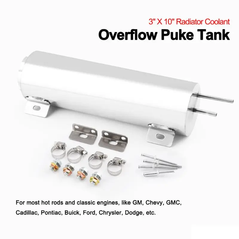 3" X 10" Radiator Coolant Overflow Puke Tank Polished Stainless Steel 32OZ 950mL 
3" X 10" Radiator Coolant Overflow Puke Tank Polished Stainless Steel 32OZ 950mL