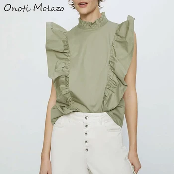 Onoti Molazo Casual Women Blouse Tops Sleeveless Shirts Spring Chic Solid Ladies Blouses Top Female 2020 Summer New Fashion
Onoti Molazo Casual Women Blouse Tops Sleeveless Shirts Spring Chic Solid Ladies Blouses Top Female 2020 Summer New Fashion