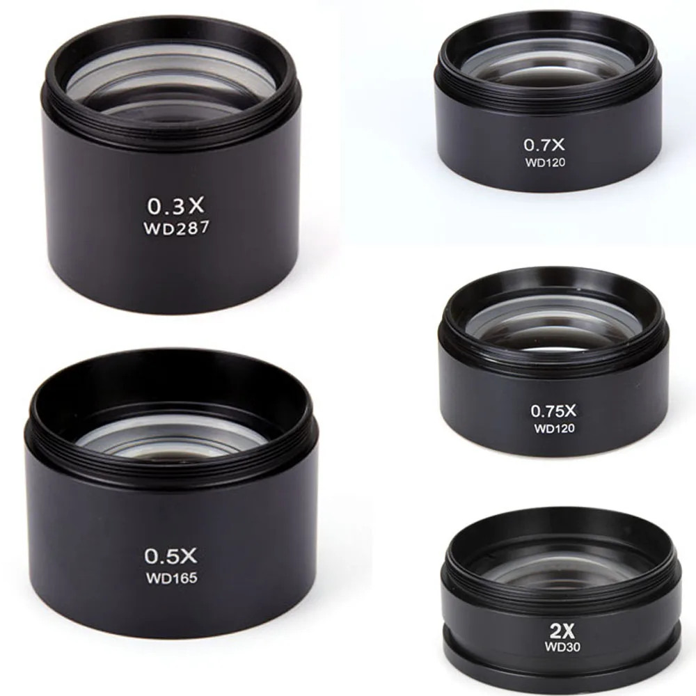 WD165 0.5X 0.3X 2X 1X 0.7X Barlow Stereo Microscope lens with 1-7/8" (48mm) Mounting Thread Objective Lens for changing view
WD165 0.5X 0.3X 2X 1X 0.7X Barlow Stereo Microscope lens with 1-7/8" (48mm) Mounting Thread Objective Lens for changing view