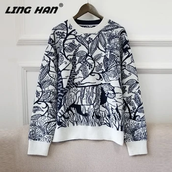 LINGHAN Fashion totem Print Sweater Pullover Casual Long Sleeve Loose Sweater Designer Autumn Winter New
LINGHAN Fashion totem Print Sweater Pullover Casual Long Sleeve Loose Sweater Designer Autumn Winter New