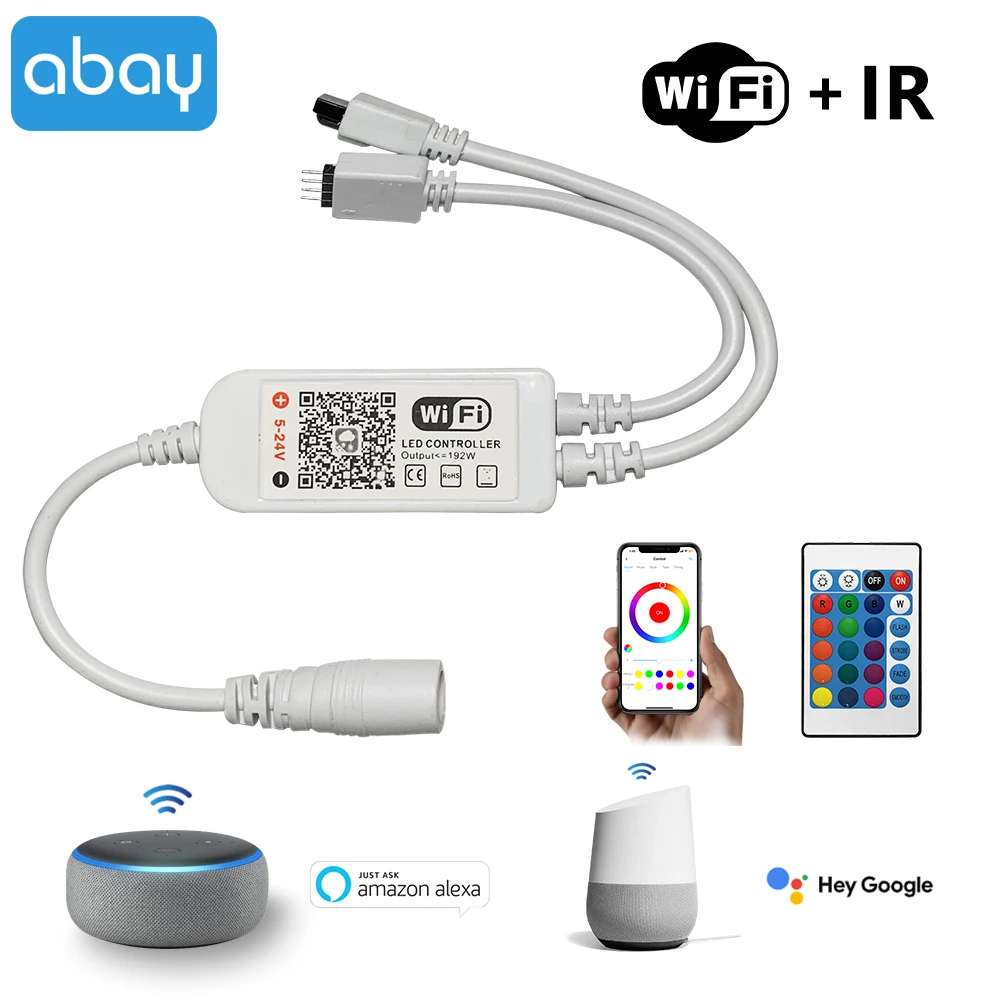 24Keys Wifi Controller RGB RGBW Controller DC5-24V LED Strip Infrared controller Mini Wifi Remotes For SMD 3528 5050 LED Strip
24Keys Wifi Controller RGB RGBW Controller DC5-24V LED Strip Infrared controller Mini Wifi Remotes For SMD 3528 5050 LED Strip