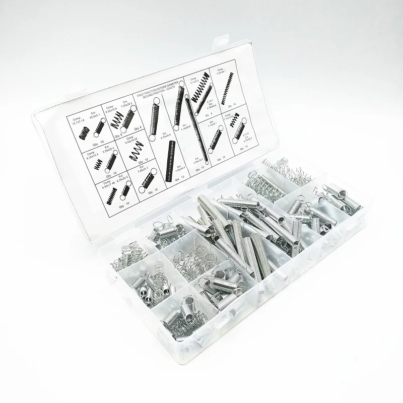 200PCS/LOT Spring Set Pring Assortment Set/Tension Spring Set/headless Extension Spring
200PCS/LOT Spring Set Pring Assortment Set/Tension Spring Set/headless Extension Spring