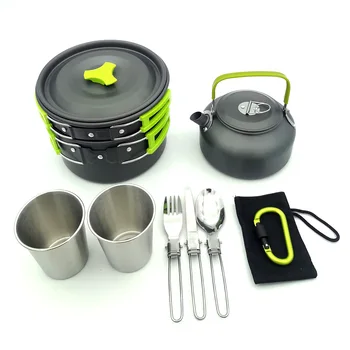 Camping Cookware Mess Kit, Lightweight Pot Pan Kettle With 2 Cups Fork Spoon Kit For Backpacking Outdoor Camping Hiking
Camping Cookware Mess Kit, Lightweight Pot Pan Kettle With 2 Cups Fork Spoon Kit For Backpacking Outdoor Camping Hiking