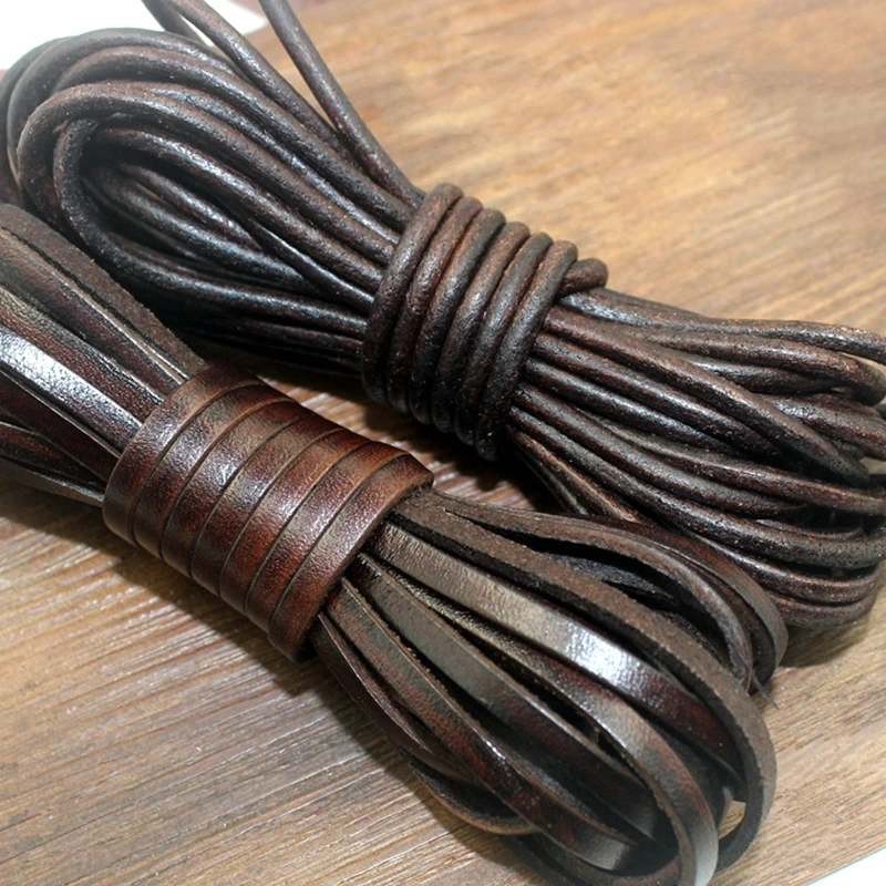 1.5-10mm High Quality Retro Genuine Leather Cord Round Flat Strand Cow Rope Fit Necklace Bracelet DIY Jewelry Making | Украшения и