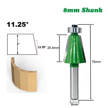 8mm Shank Milling Cutter Woodwork Chamfer Router Bit 11.25 Degree Bevel Edging For Woodorking Machine Tools End Mill MC02110
