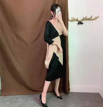 Miyake folds autumn new color matching niche dress large size thin pleated long thin dresses free shipping
Miyake folds autumn new color matching niche dress large size thin pleated long thin dresses free shipping