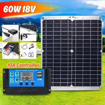 60W 18V Dual USB Solar Panel with Cigarette Lighter + 10/20/30/40/50A USB Solar Charger Controller Solar Cells for Outdoor
60W 18V Dual USB Solar Panel with Cigarette Lighter + 10/20/30/40/50A USB Solar Charger Controller Solar Cells for Outdoor