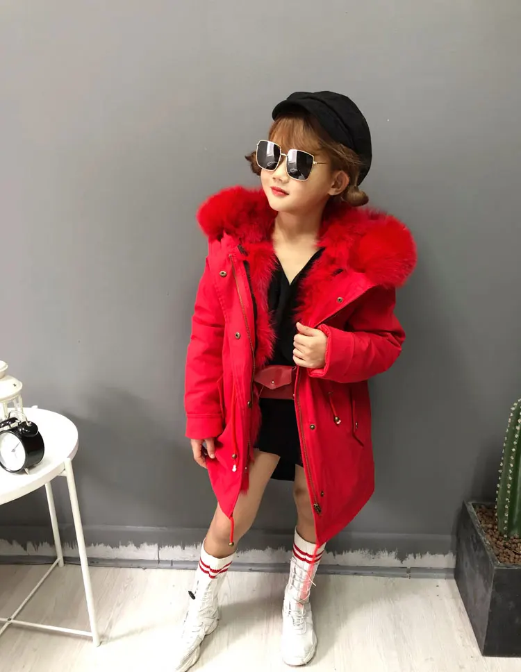 kids parkas natural fox fur child coats for winter (21)