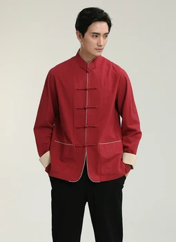 Chinese style chaquetas hombre Chinese cotton tea house Tang suit men's shirt overalls long-sleeved shirt suit costume
Chinese style chaquetas hombre Chinese cotton tea house Tang suit men's shirt overalls long-sleeved shirt suit costume